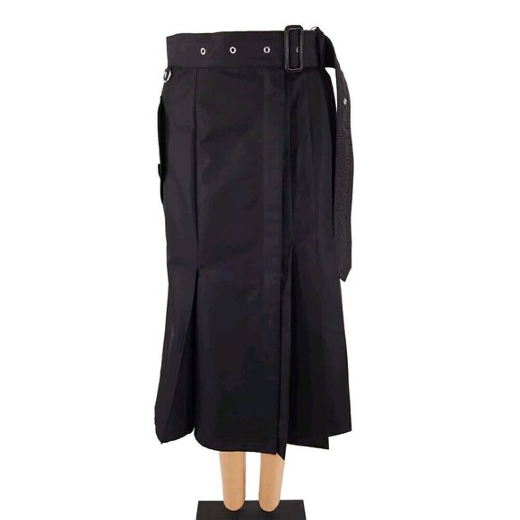 Sacai Cotton Gabardine Pleated Skirt Japan 1 US 6 Black Defect New - Picture 1 of 16